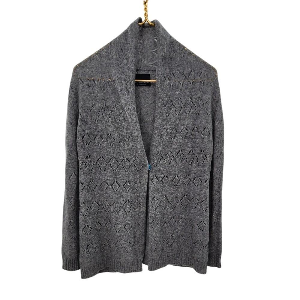 Cynthia Rowley 100% Cashmere Open Knit Button Front Cardigan Size Medium‎